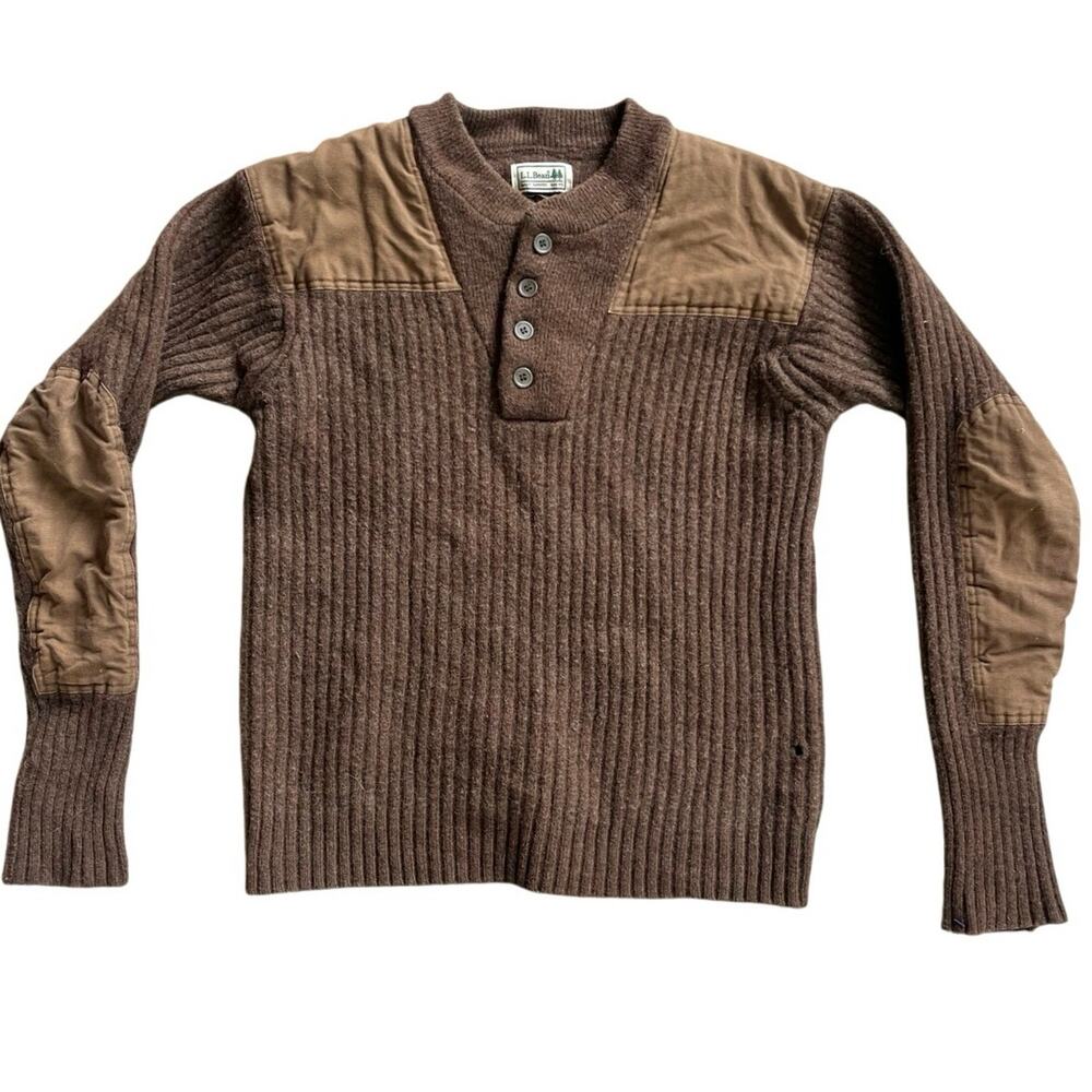 Vintage L.L. Bean Wool Women’s Small Shooting Sweater Brown Ribbed USA Made